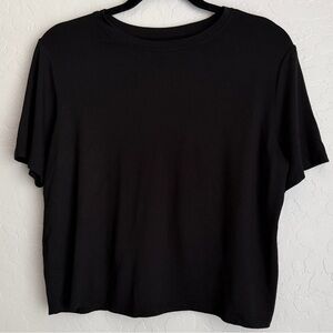 Nuuds Women's Crop Short Sleeve Rayon Spandex Blend Tee Black XS WS-010